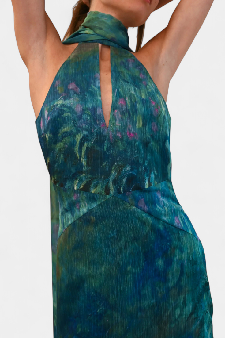 Moana Vestido en Chiffon con Estampado Inspirado en Monet