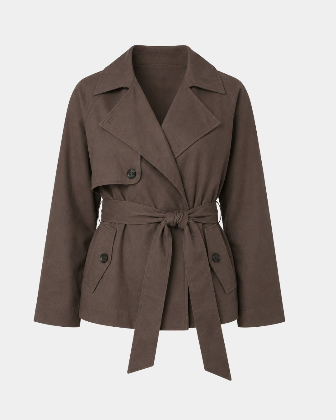 Lysianne | Abrigo trench marrón de doble botonadura