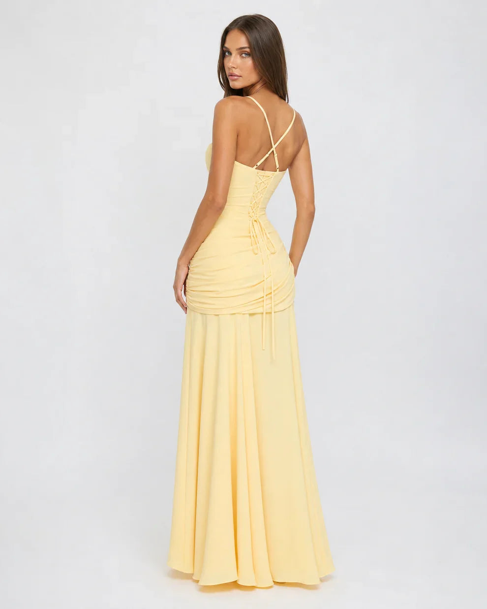 AINA | Vestido largo con escote cuadrado fruncido
