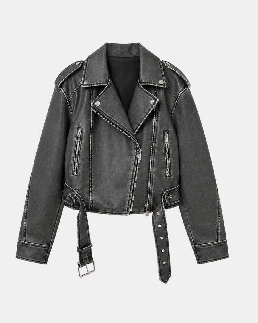 Ambrésia | Chaqueta de cuero sintético lavado para mujeres