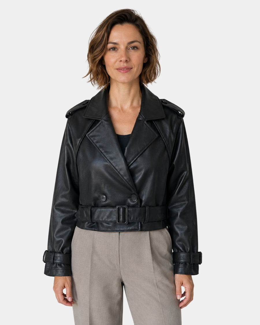 Aigline | Chaqueta trench corta de piel sintética