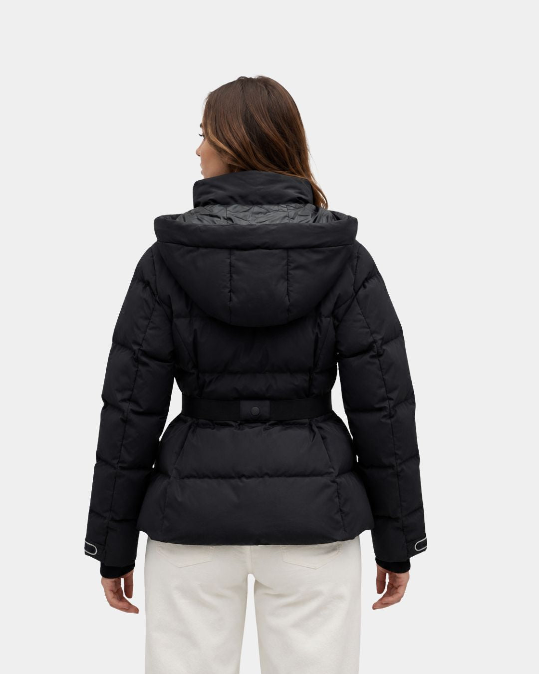 Eléanne | Abrigo puffer negro con cinturón