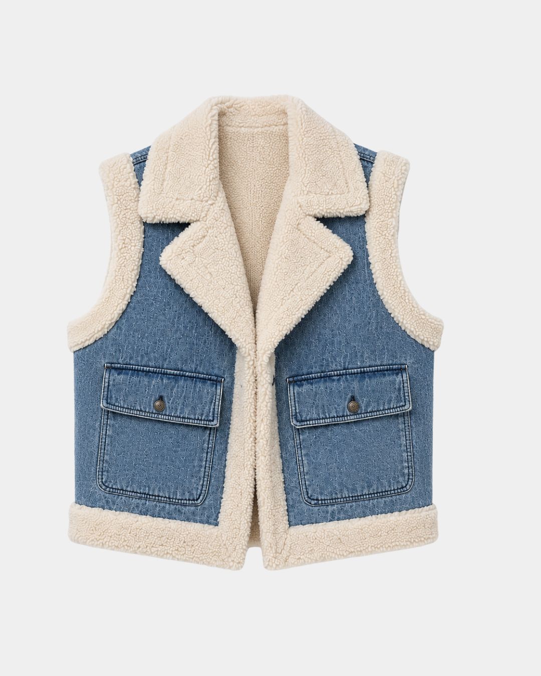 Sylianne | Chaleco de denim vintage con forro de piel