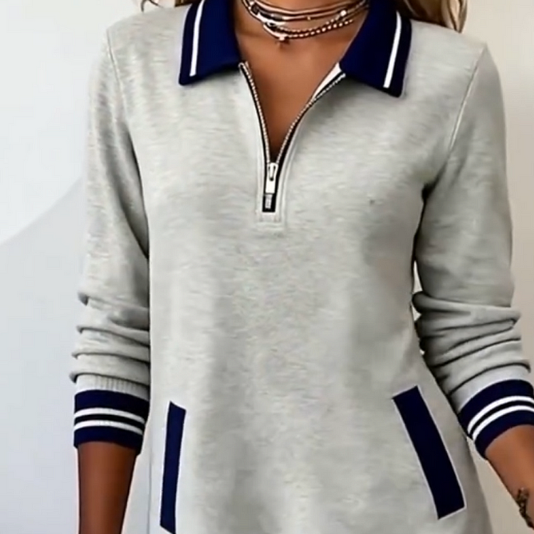 Mini vestido sudadera informal con media cremallera para mujer