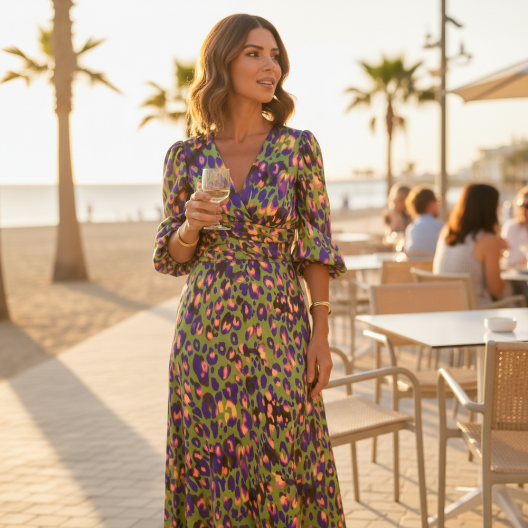 Ainhoa | Vestido Estampado Elegante con Escote en V