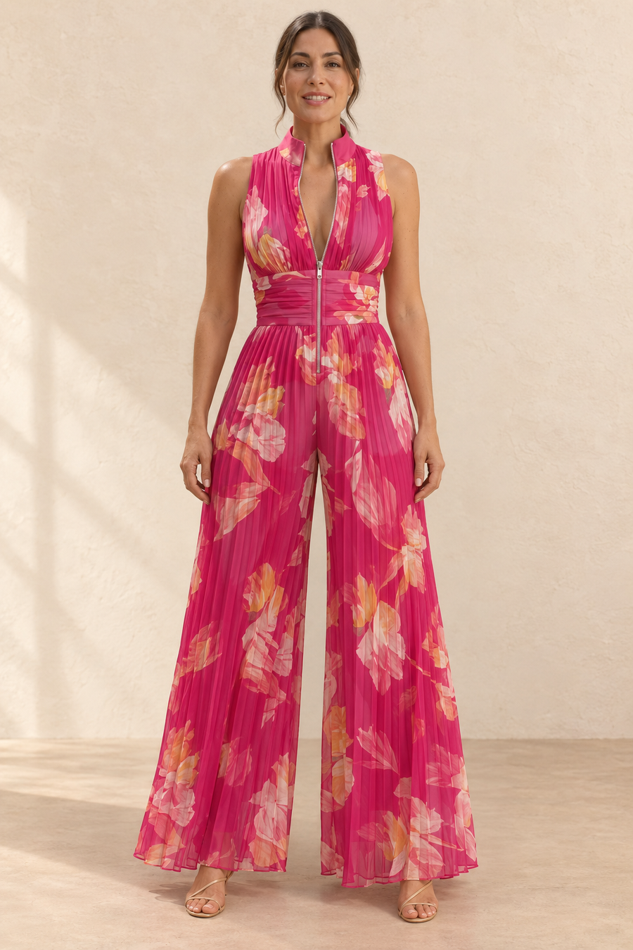 Leila | Mono plisado floral fucsia™