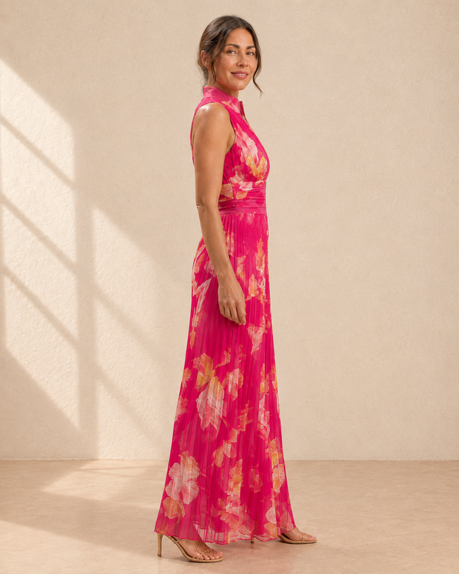 Leila | Mono plisado floral fucsia™