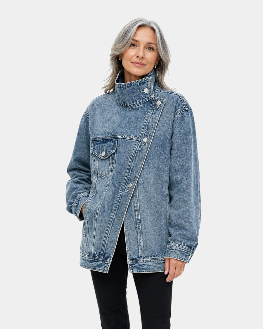 Lucie | Chaqueta vintage desgastada con cuello alto