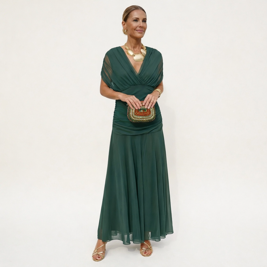 Eli Luna| Vestido Floral largo con Escote en V