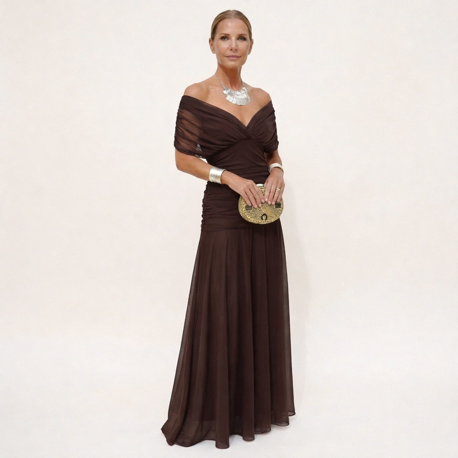 Eli Luna| Vestido Floral largo con Escote en V