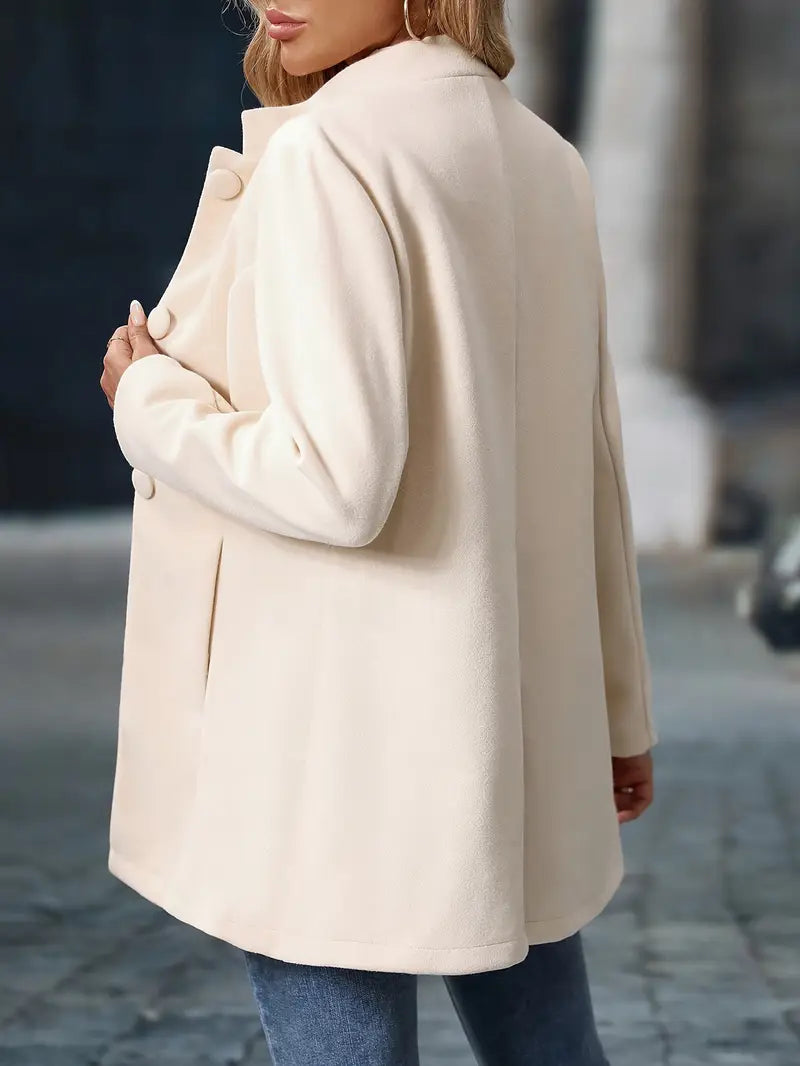 Abrigo de invierno para mujer con botones, corte largo y elegante para los días fríos
