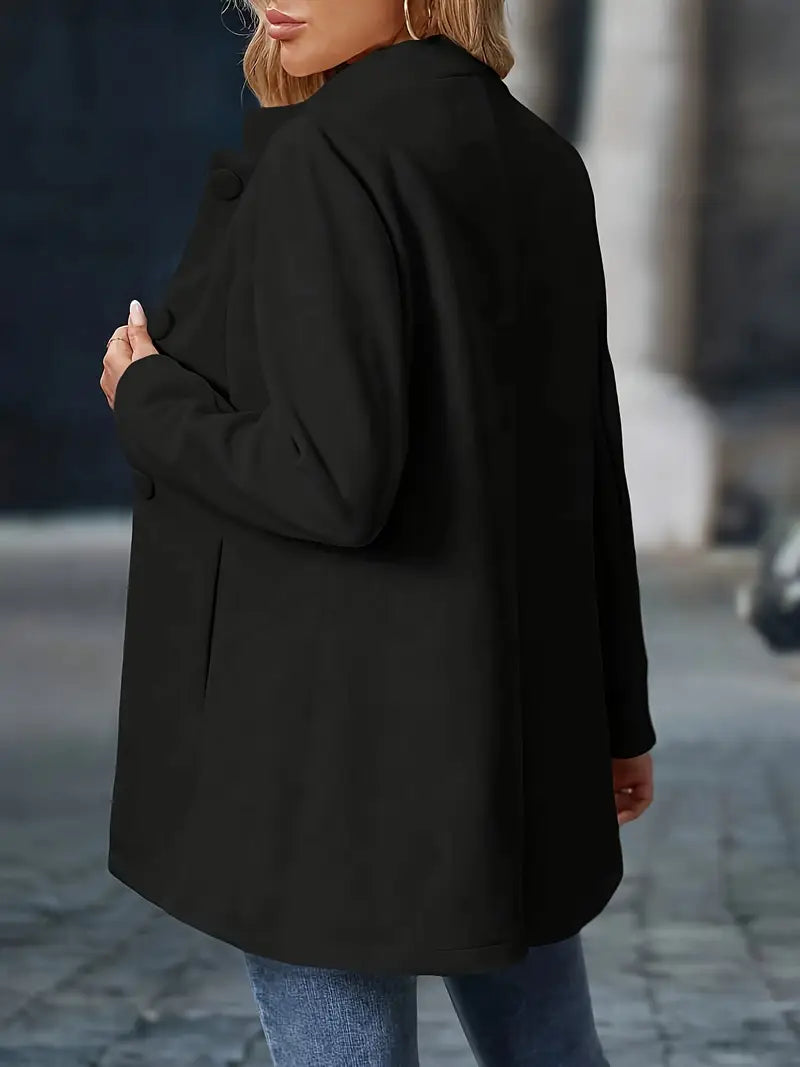 Abrigo de invierno para mujer con botones, corte largo y elegante para los días fríos