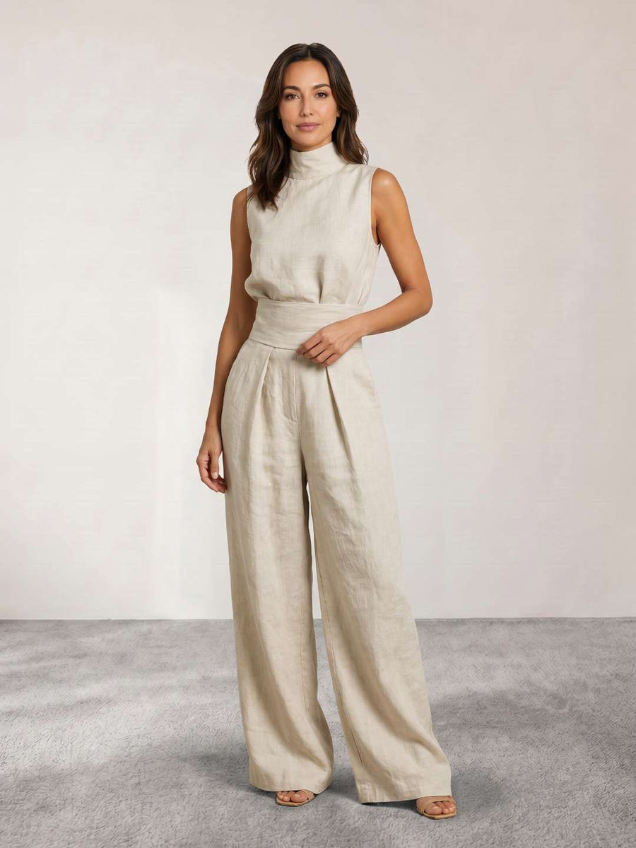 Fluid jumpsuit with turtleneck