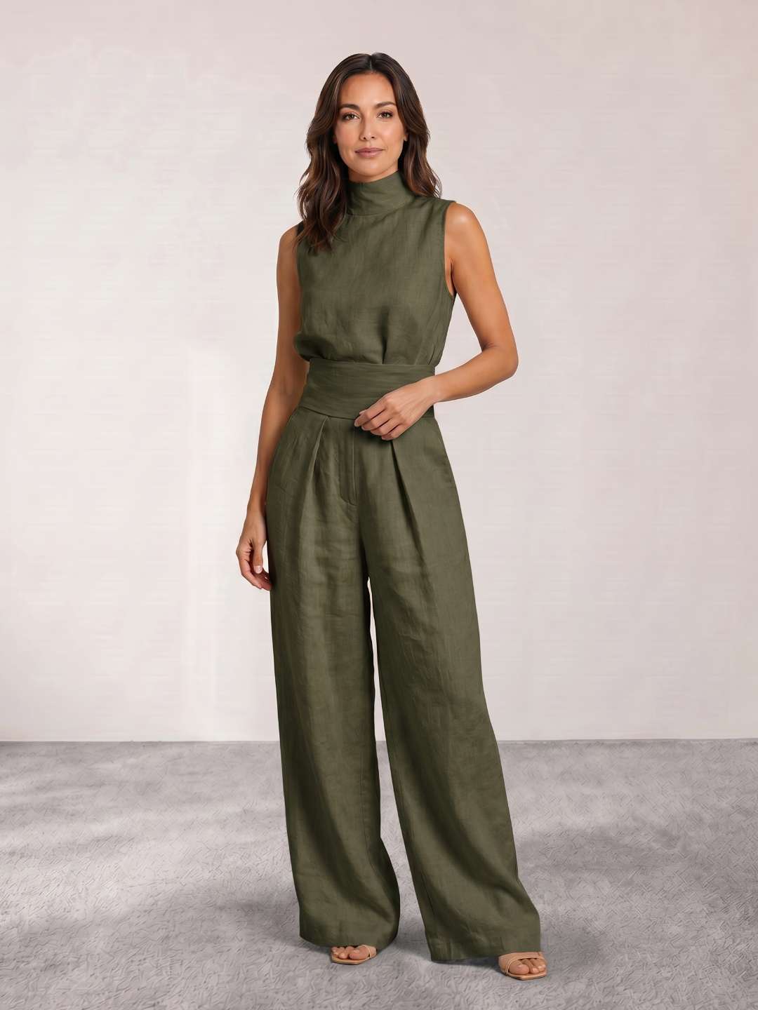Fluid jumpsuit with turtleneck