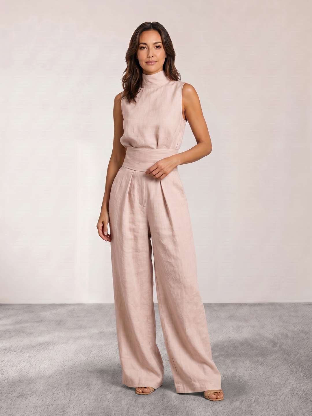Fluid jumpsuit with turtleneck