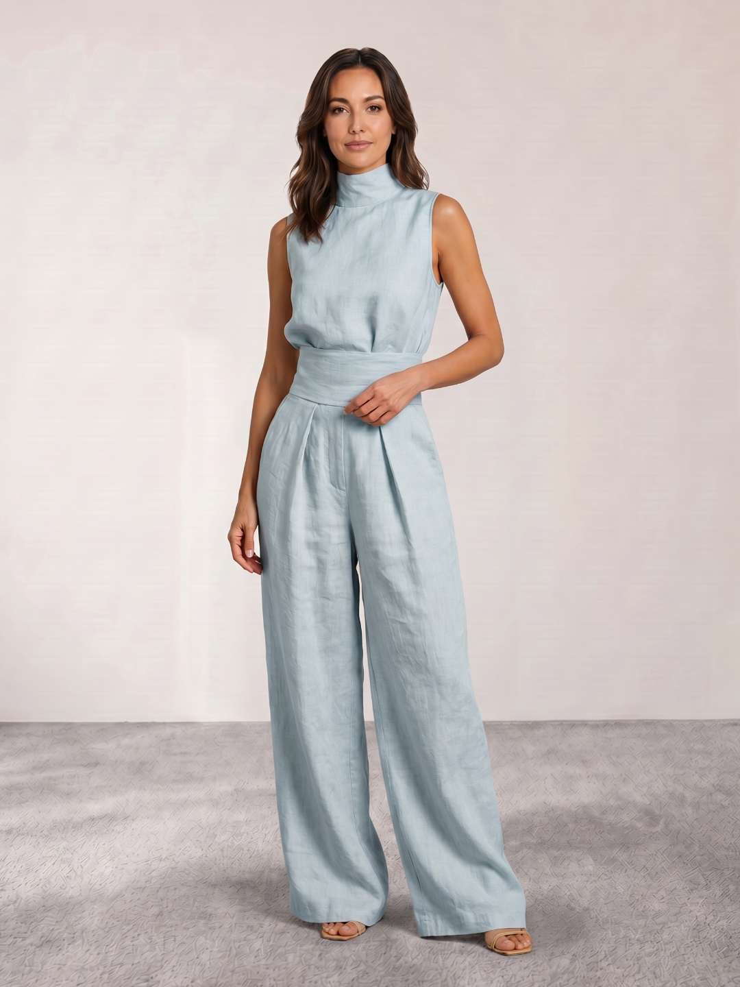 Fluid jumpsuit with turtleneck