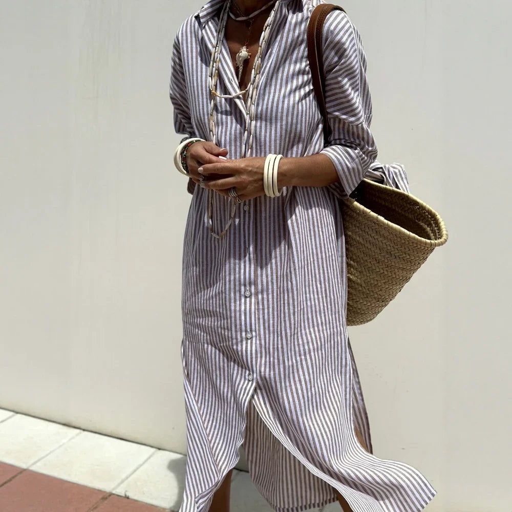 Bellavita | Vestido con rayas verticales y corte fluido