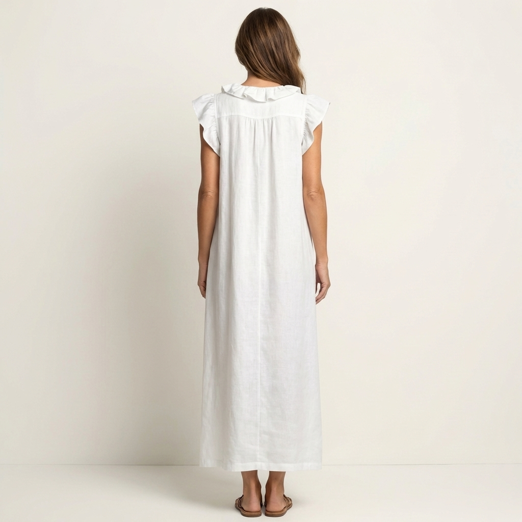 Anita | Vestido largo con cuello en V y volantes