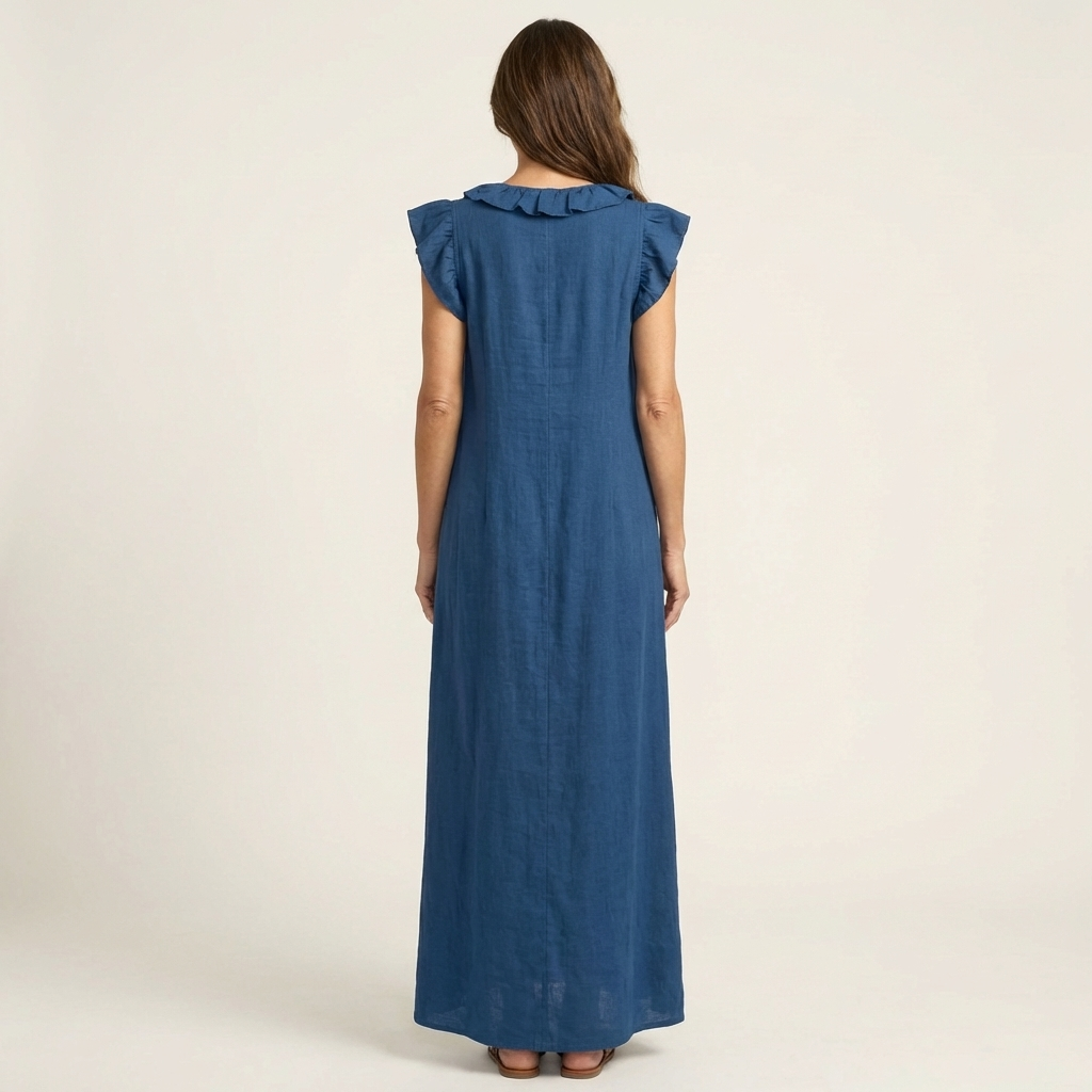Anita | Vestido largo con cuello en V y volantes