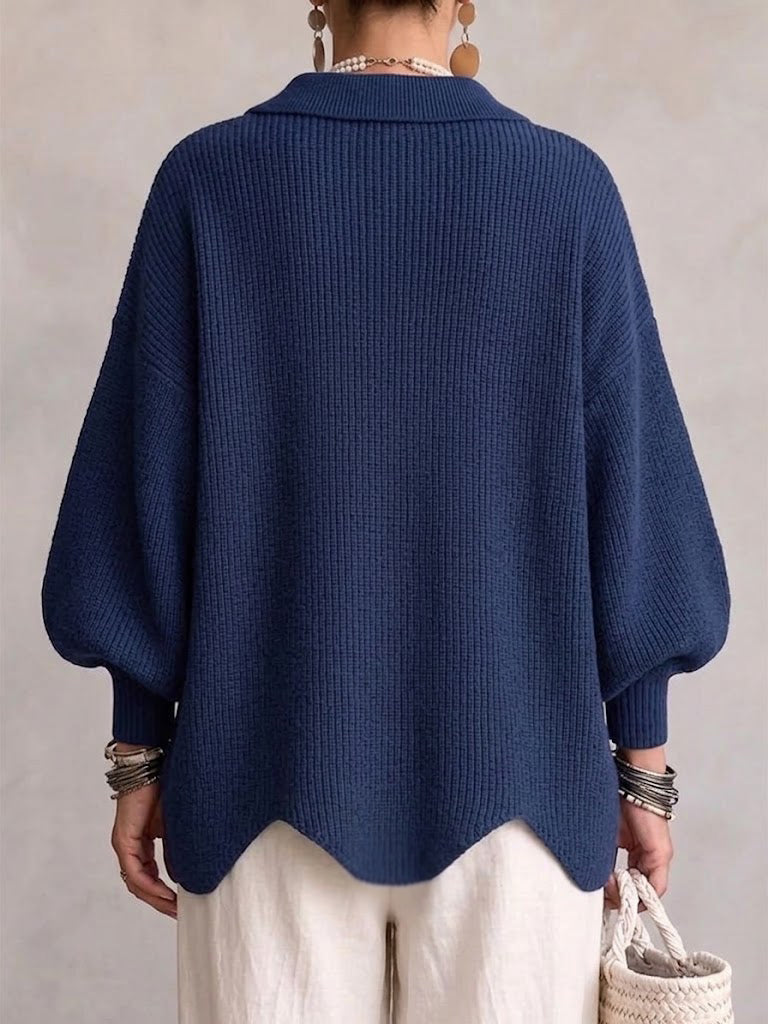 Isadora | Cardigan Oversize con Cuello y Grandes Botones Metálicos