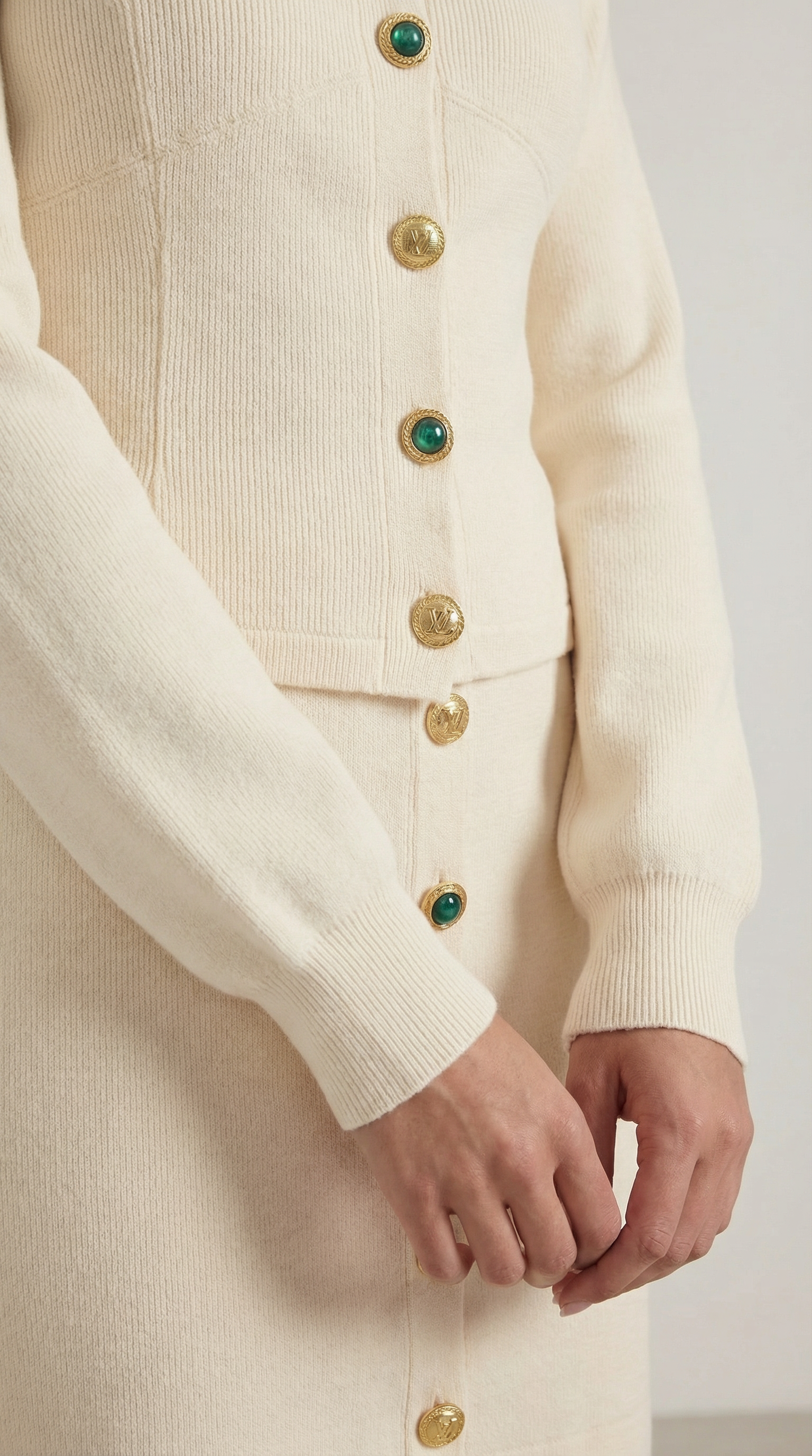 Carrie button-front cardigan and skirt set