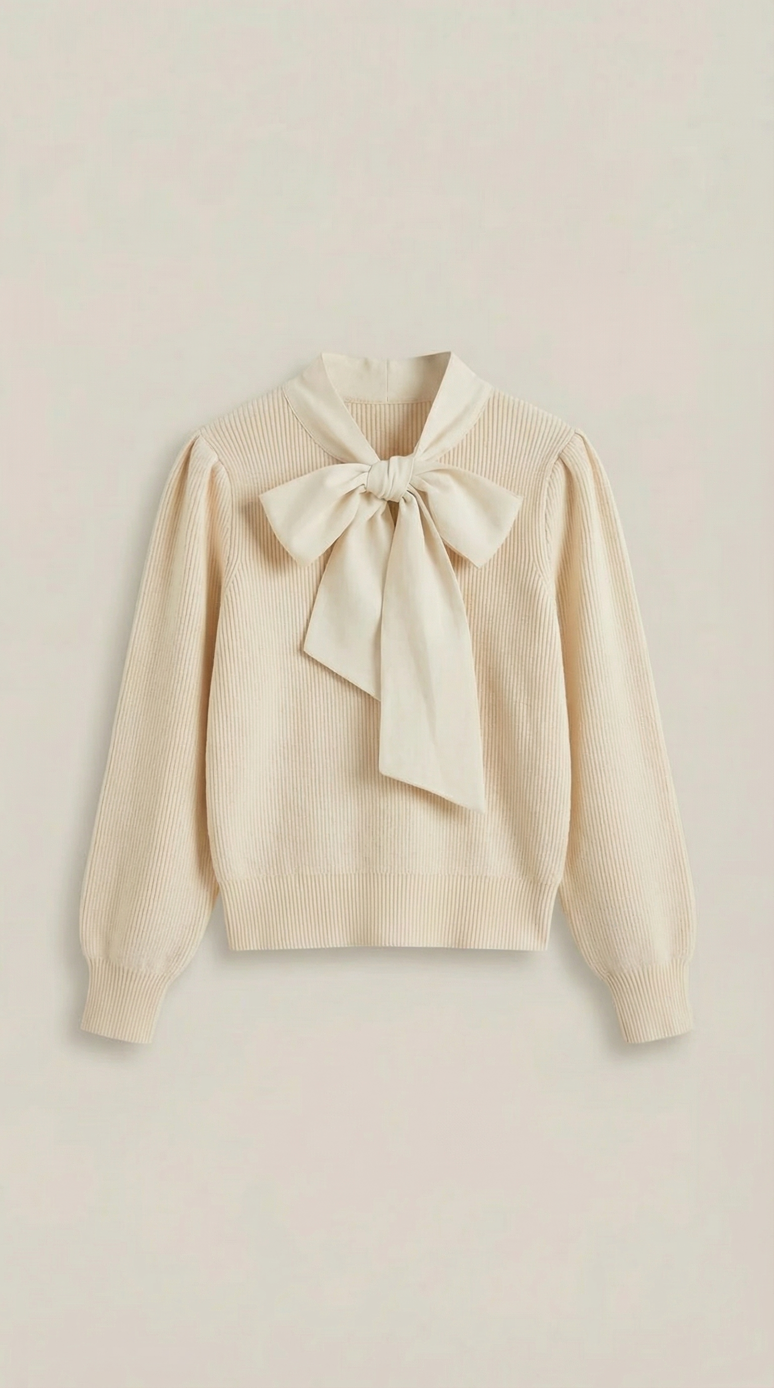 Rib-knit sweater with tie detail
