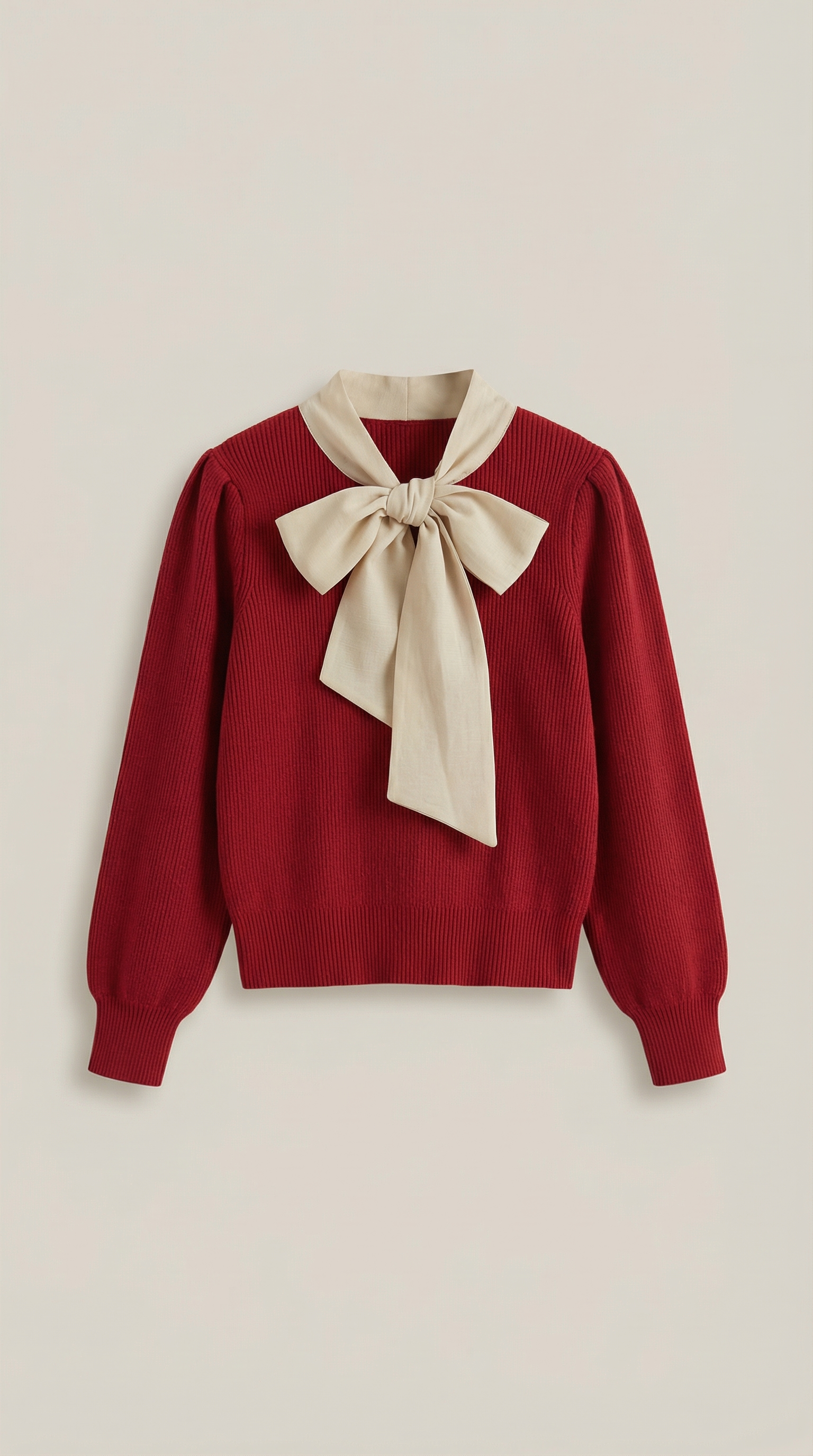 Rib-knit sweater with tie detail