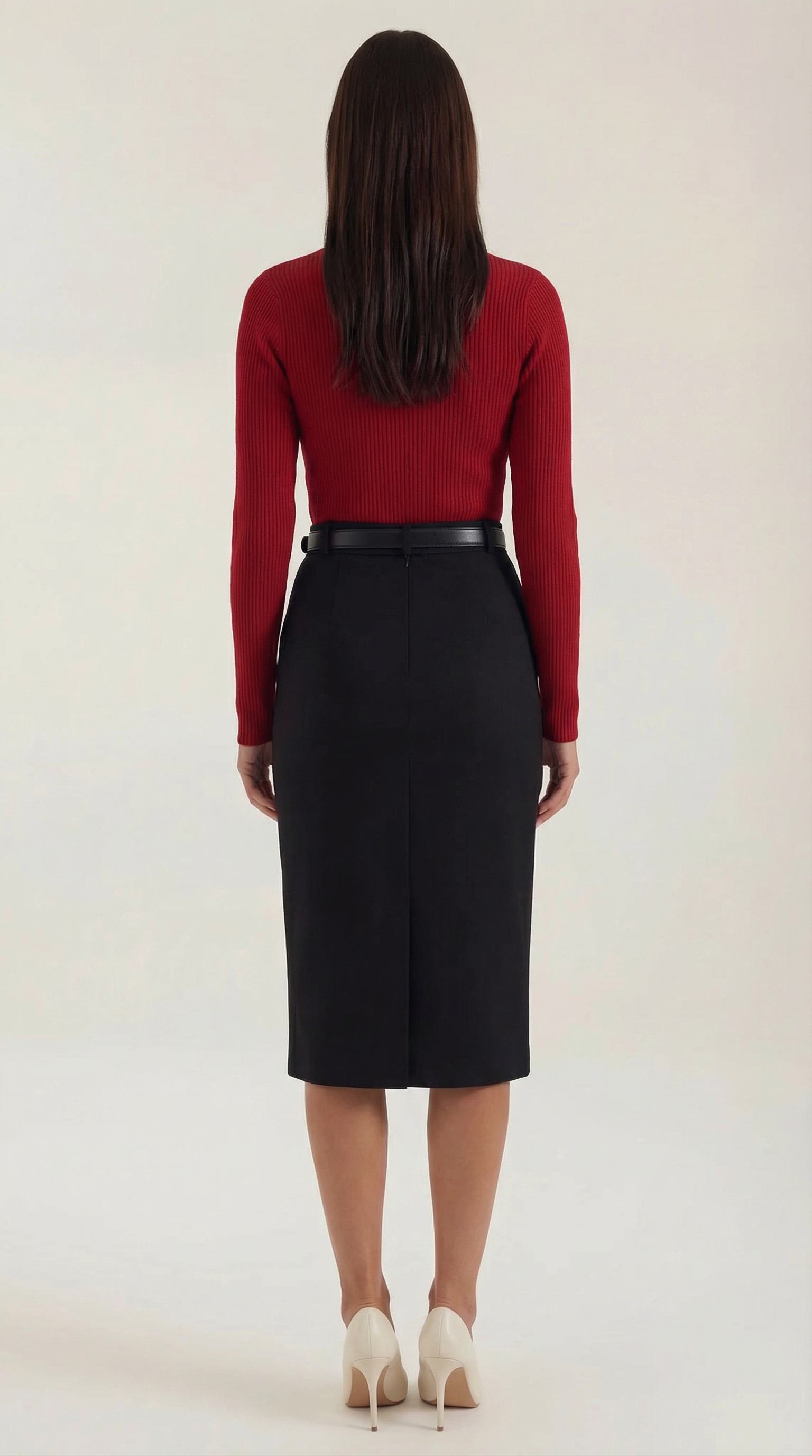 Rib-knit sweater with tie detail