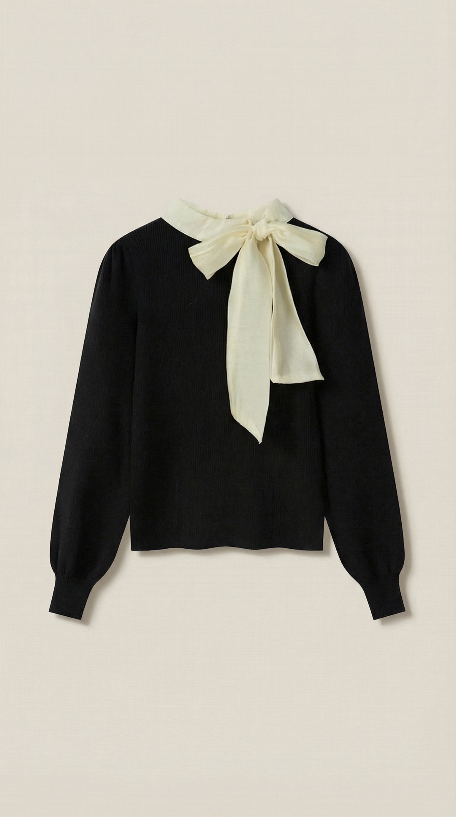 Rib-knit sweater with tie detail