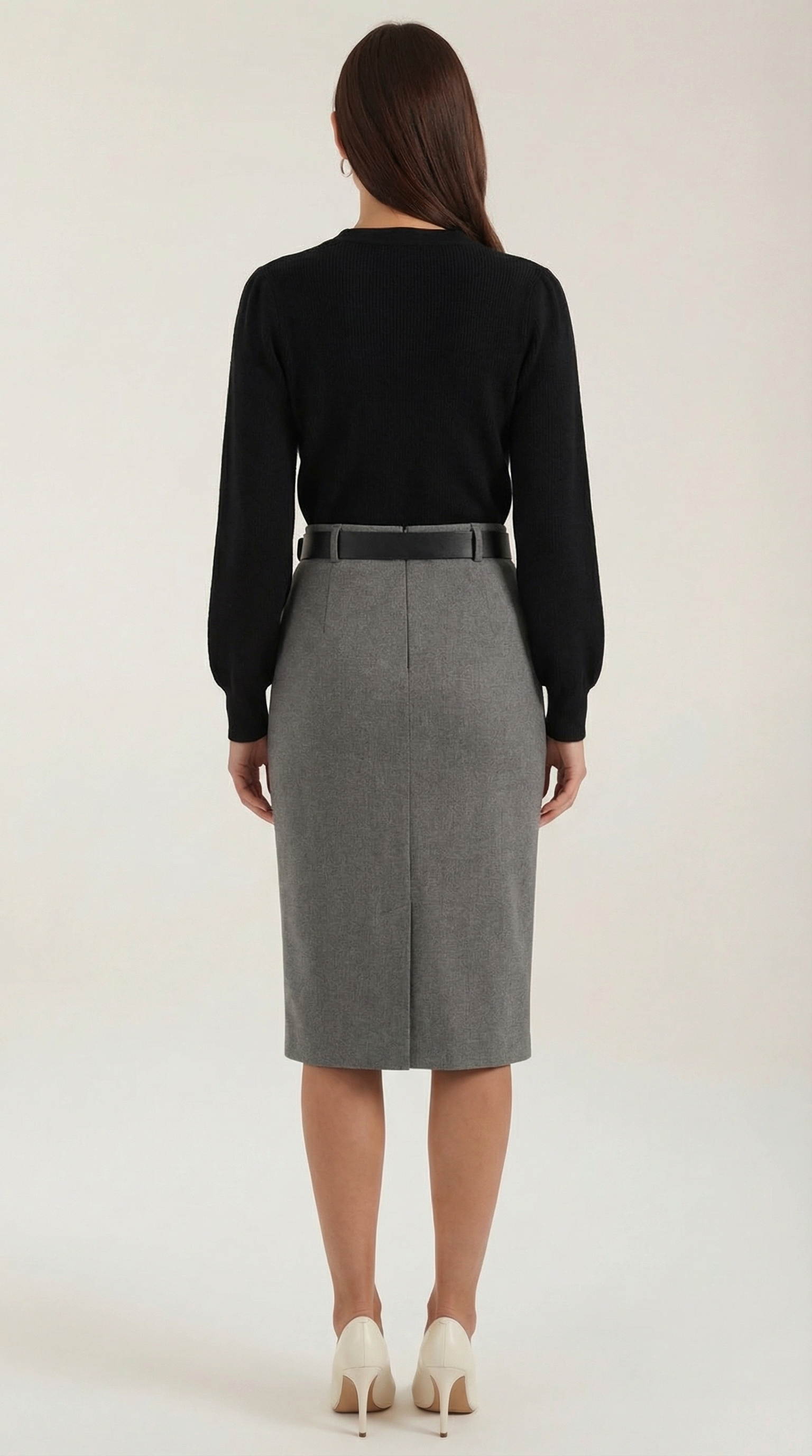 Rib-knit sweater with tie detail