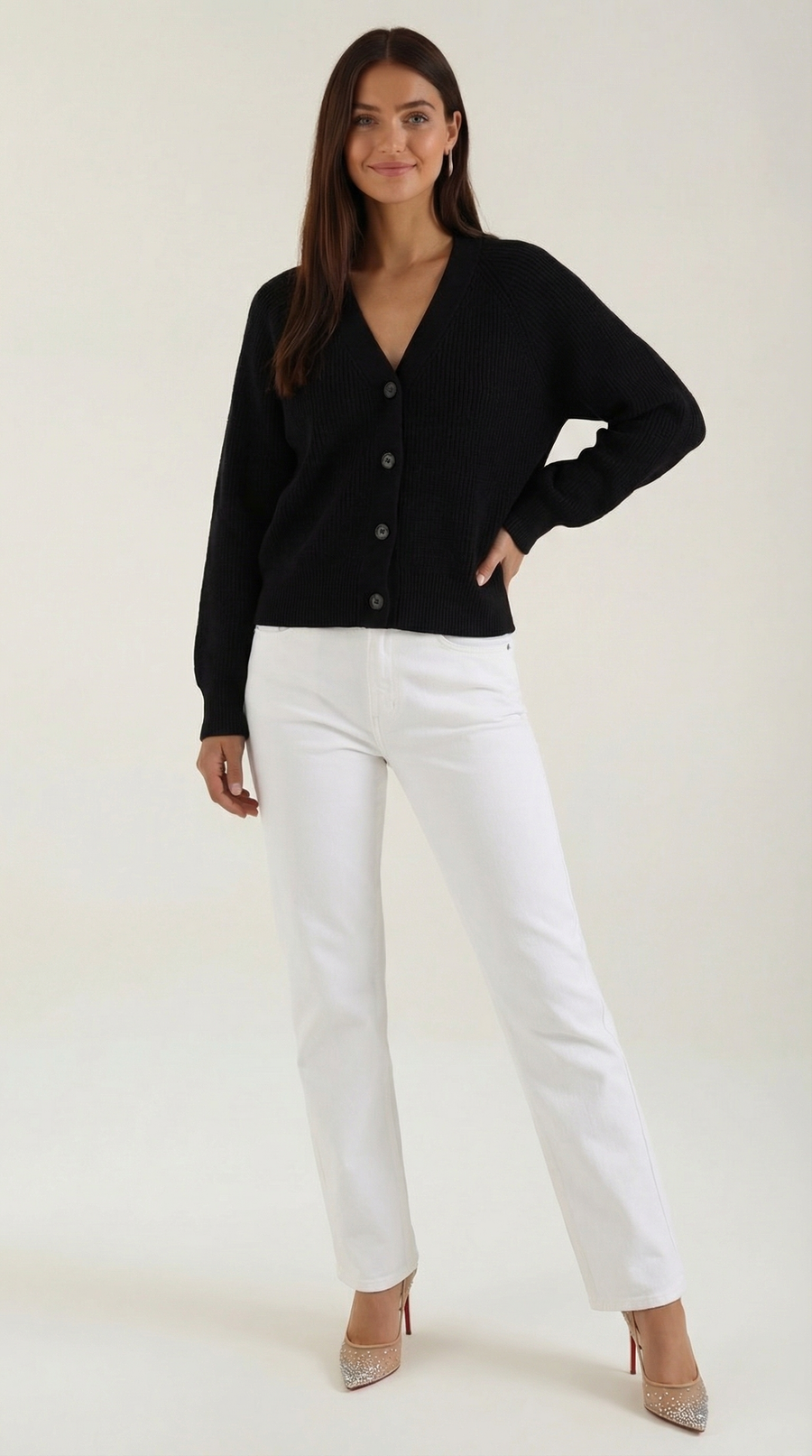 Jessica V-neck button-up cardigan