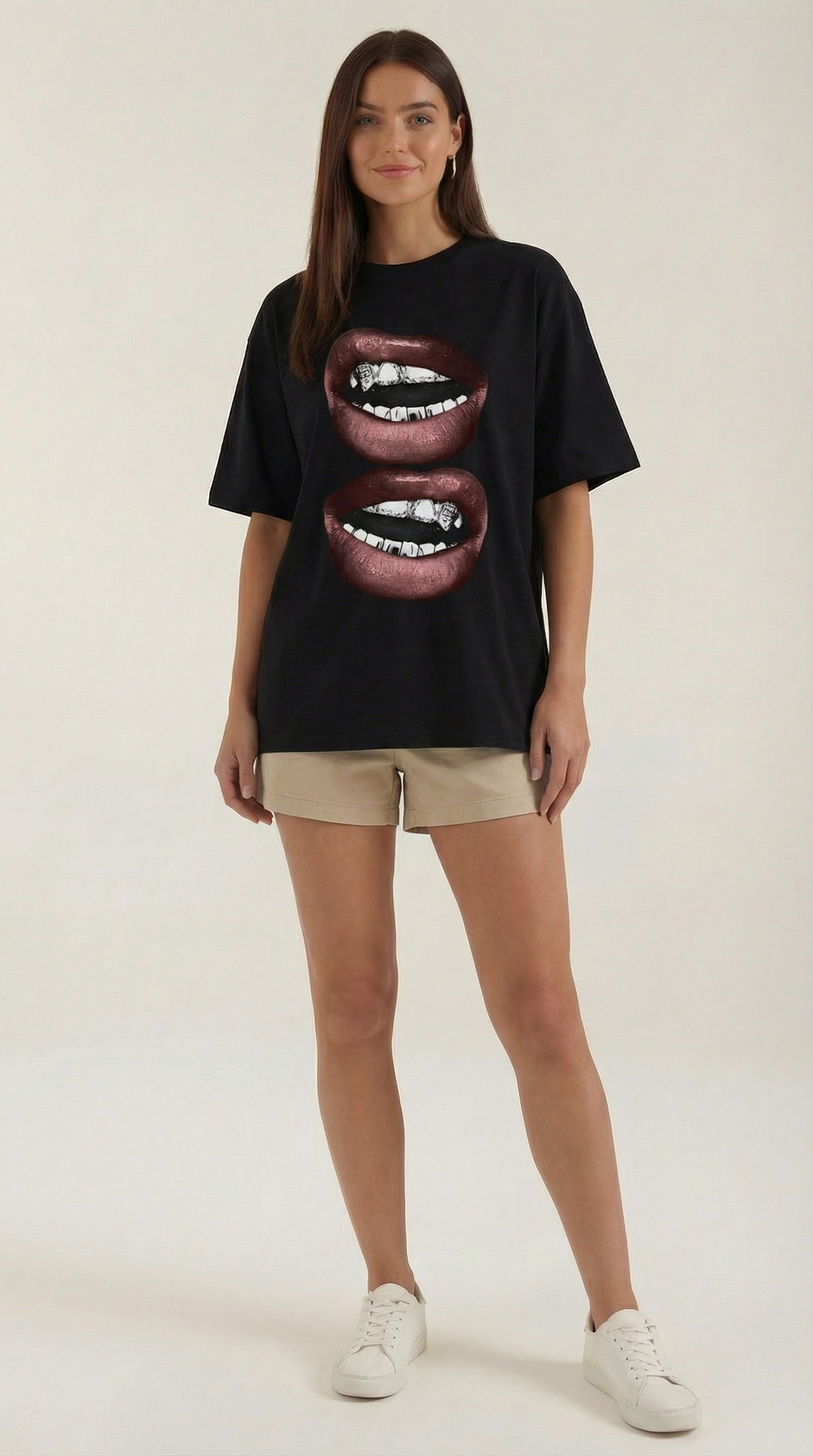 'Natalia' Oversized T-Shirt with Graphic Design