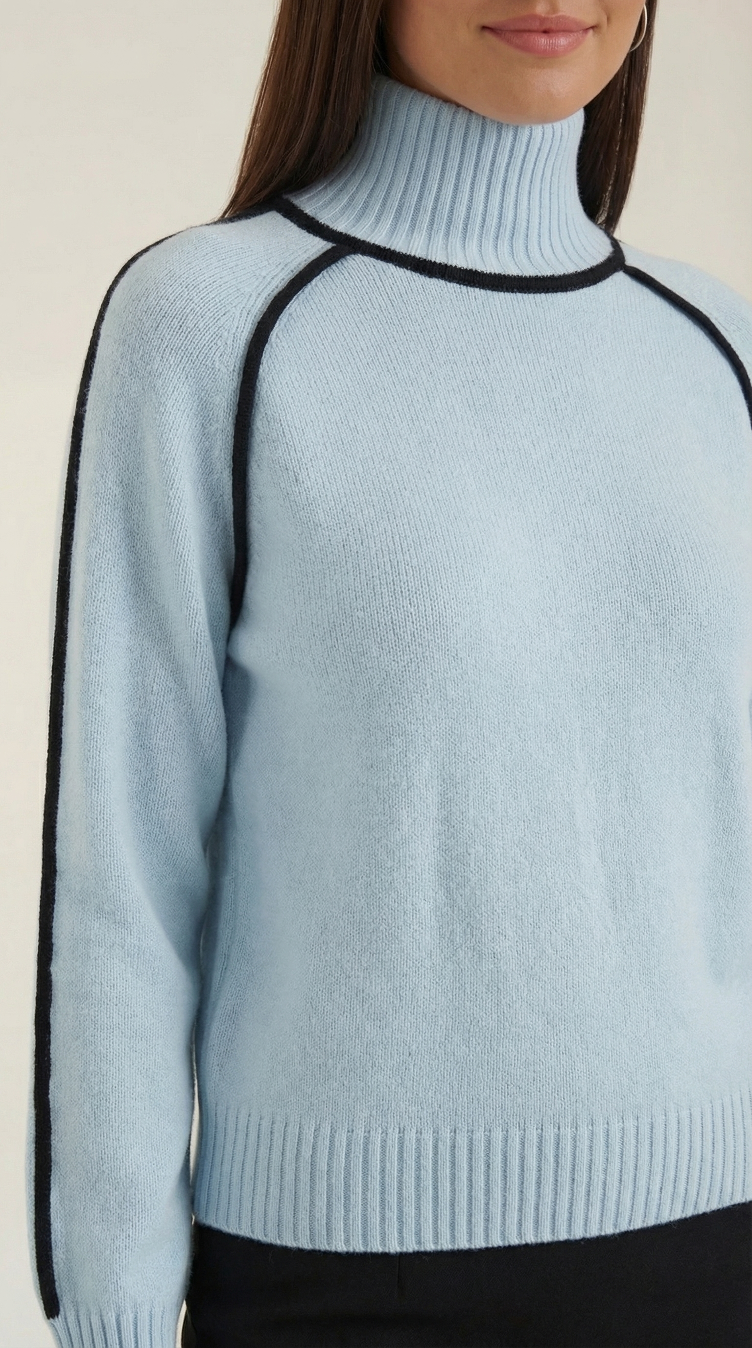 High-neck sweater with contrast detailing
