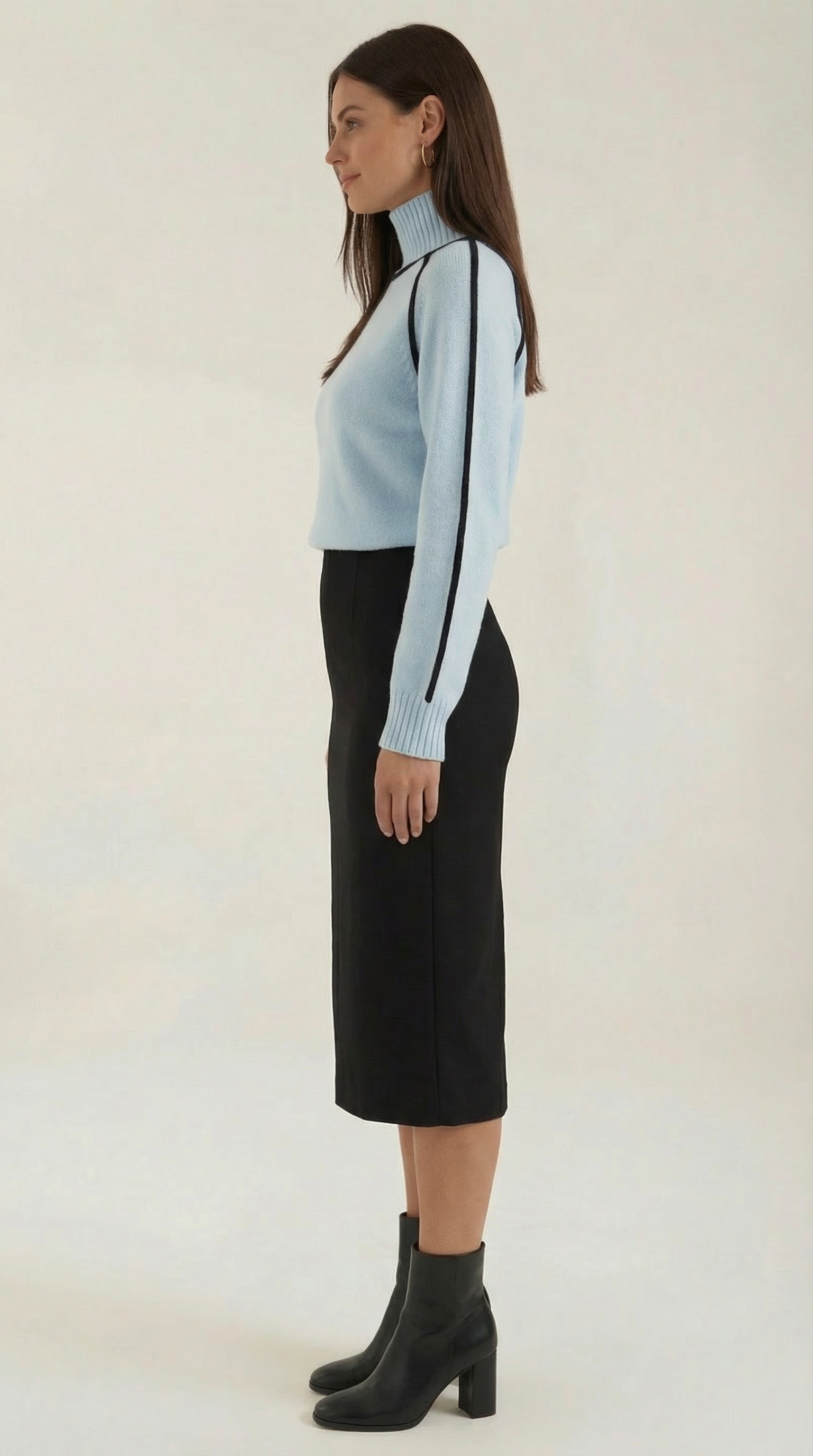 High-neck sweater with contrast detailing