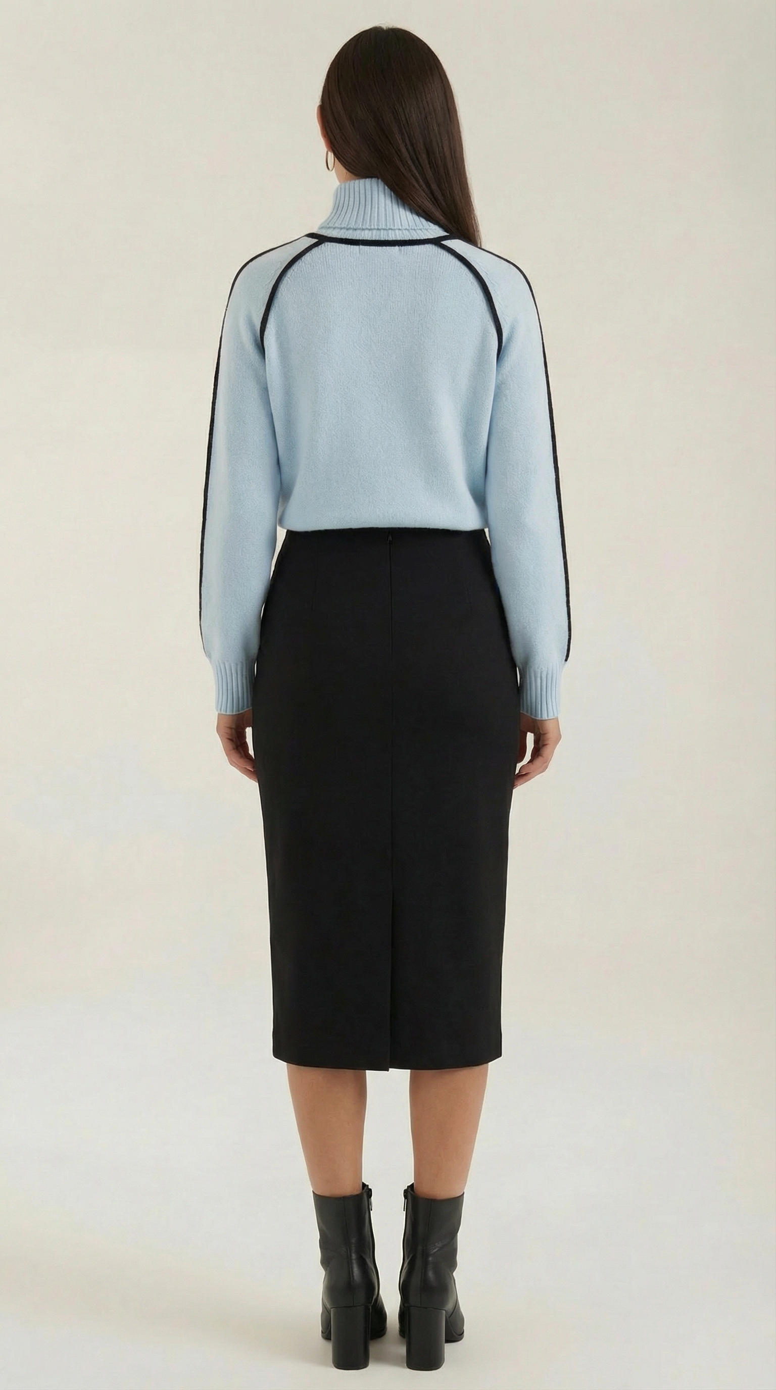 High-neck sweater with contrast detailing