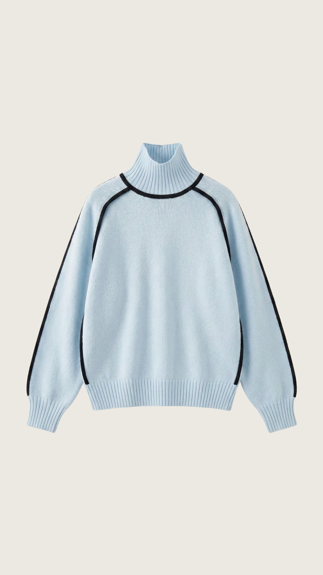 High-neck sweater with contrast detailing