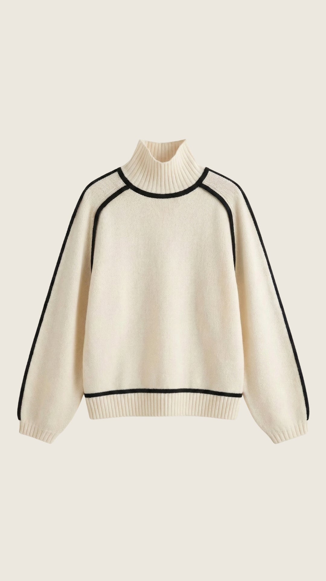 High-neck sweater with contrast detailing