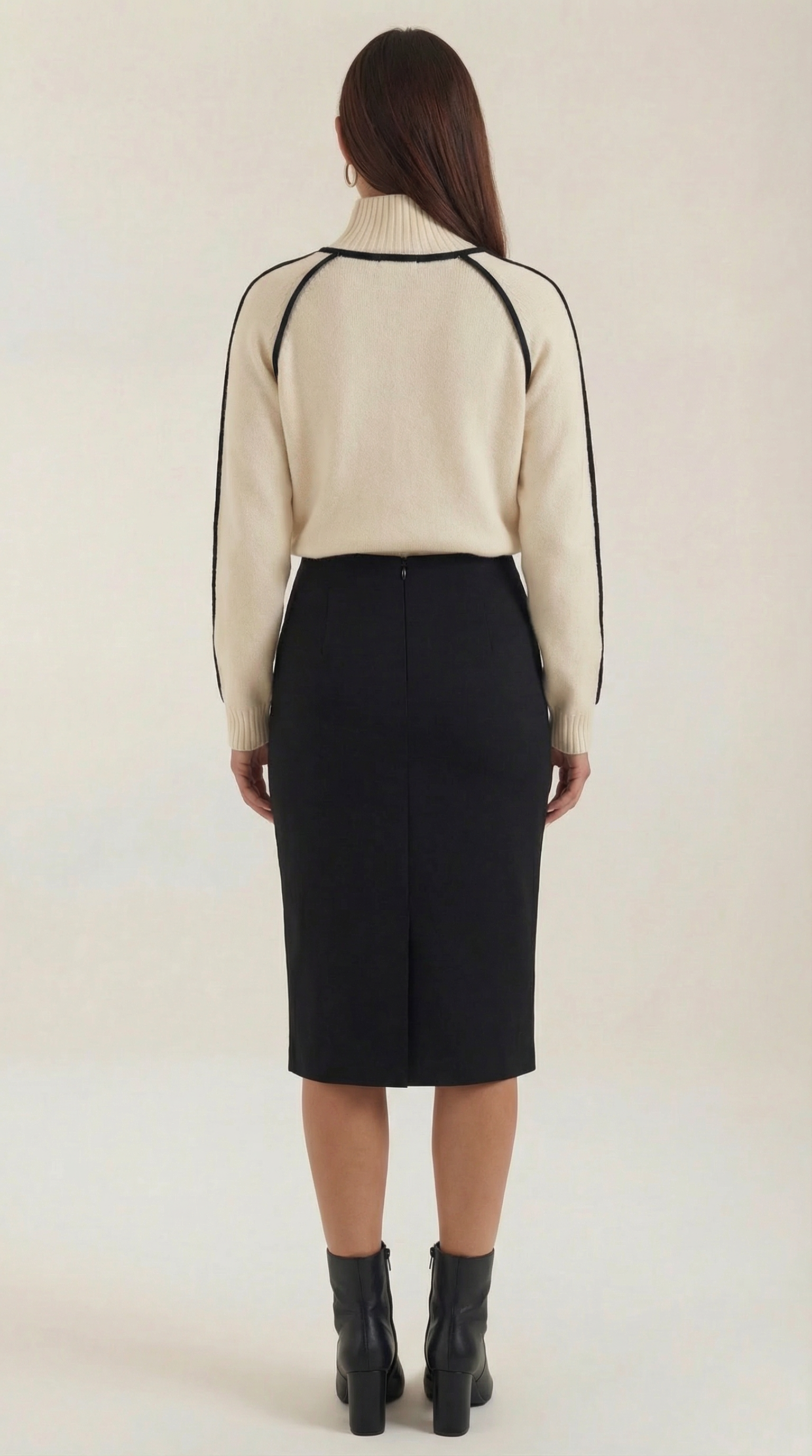 High-neck sweater with contrast detailing