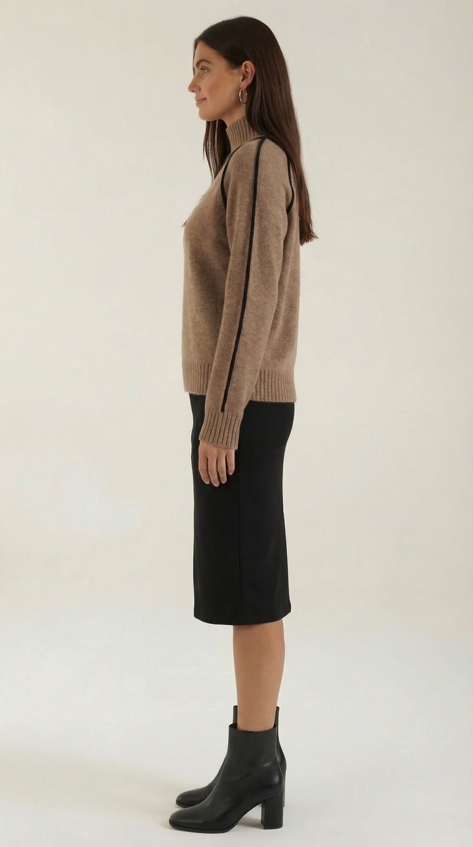 High-neck sweater with contrast detailing