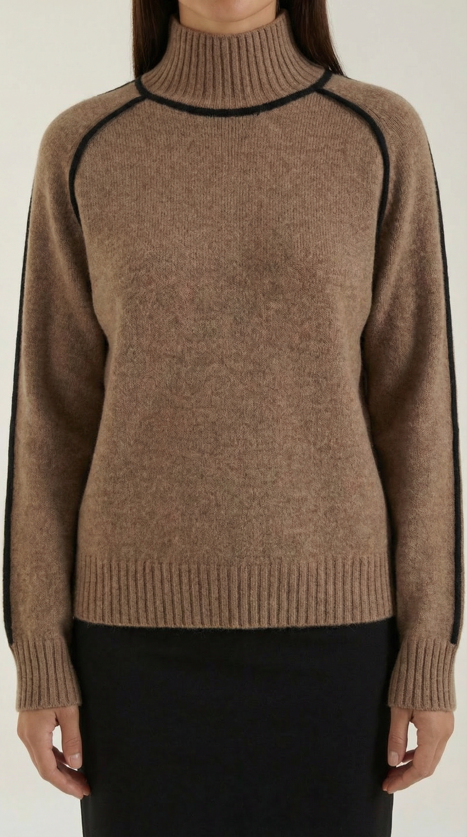 High-neck sweater with contrast detailing