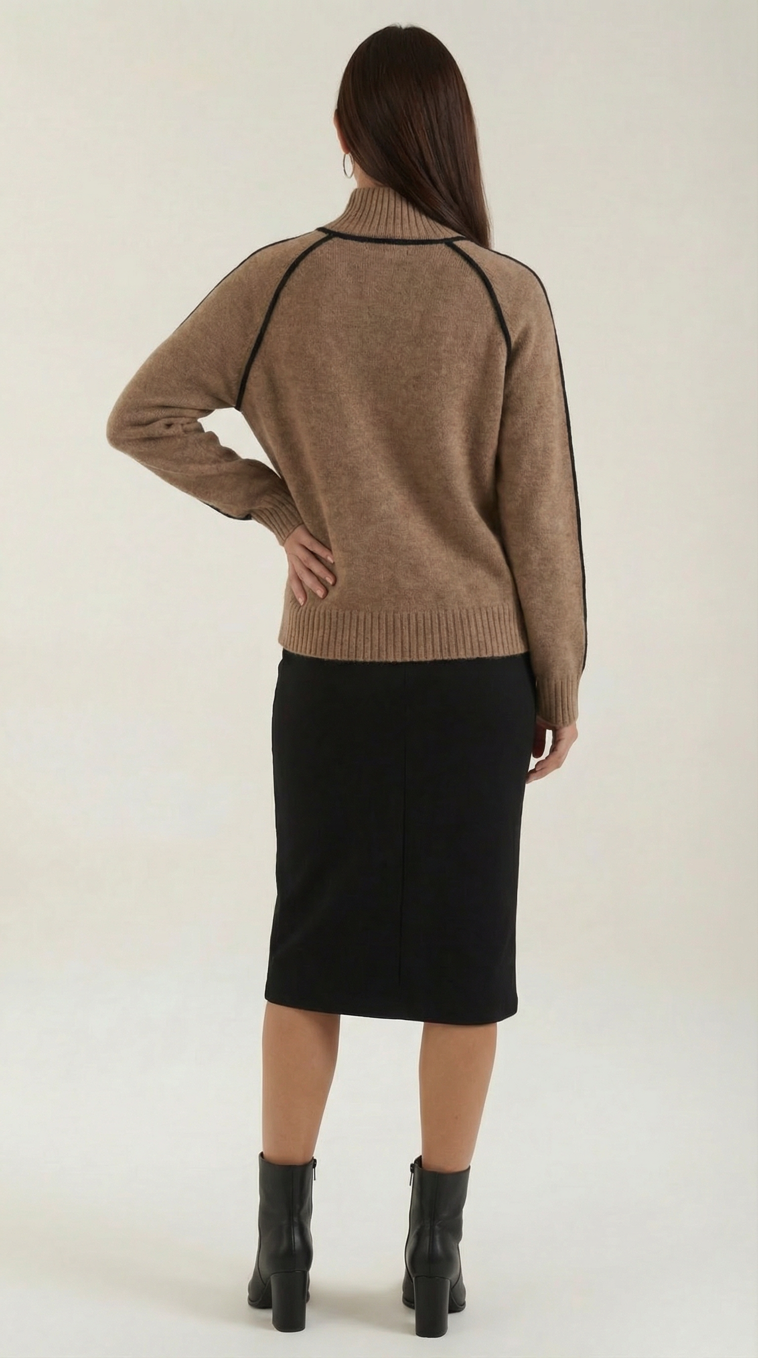 High-neck sweater with contrast detailing