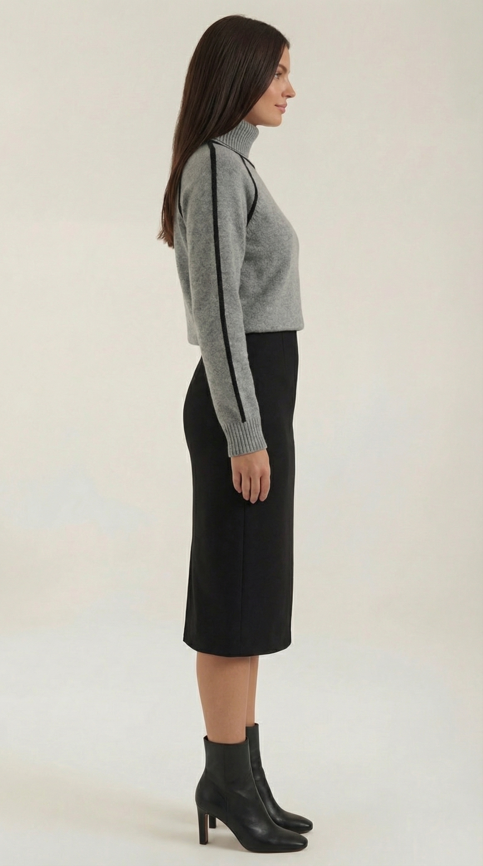 High-neck sweater with contrast detailing