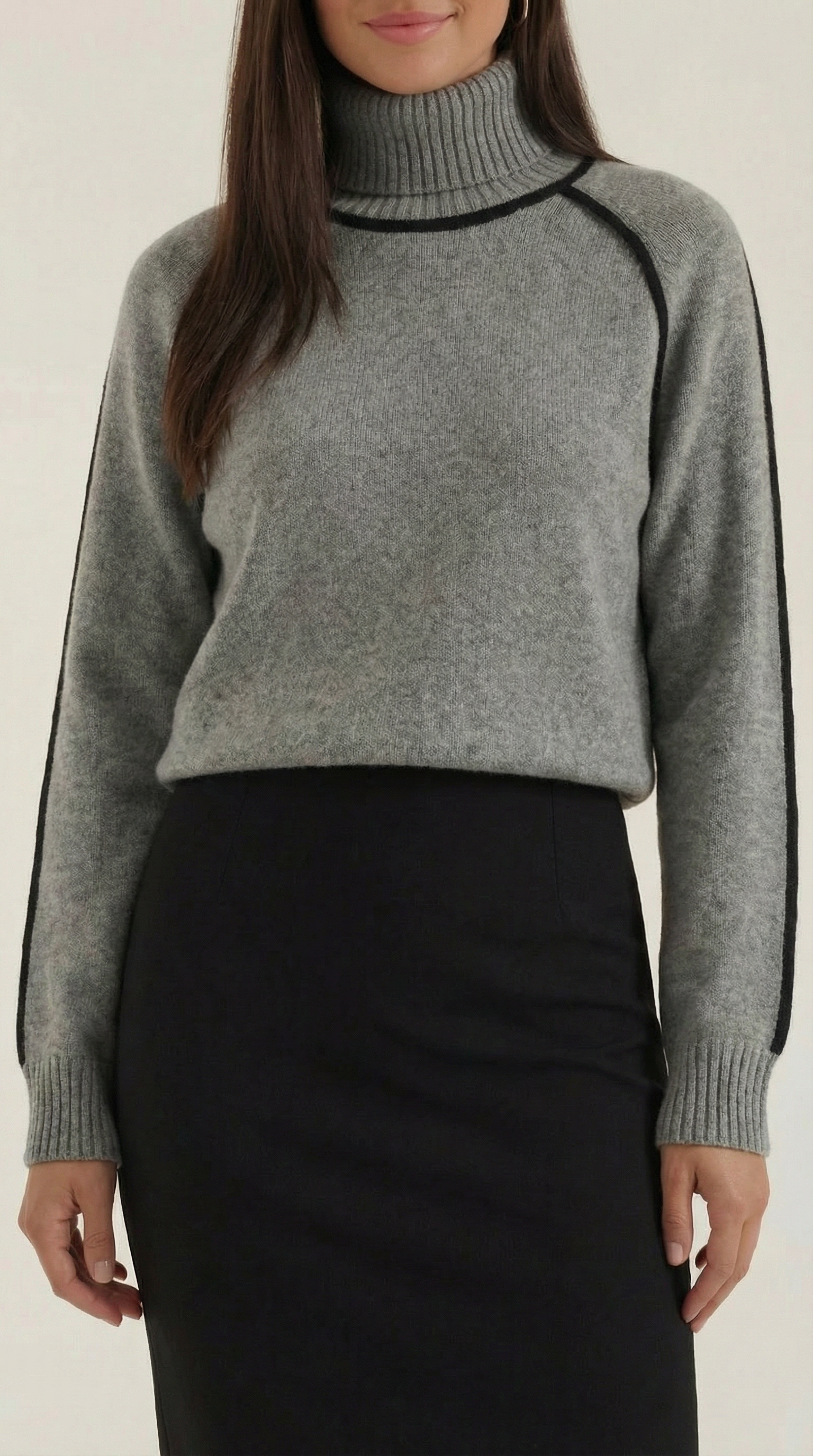 High-neck sweater with contrast detailing