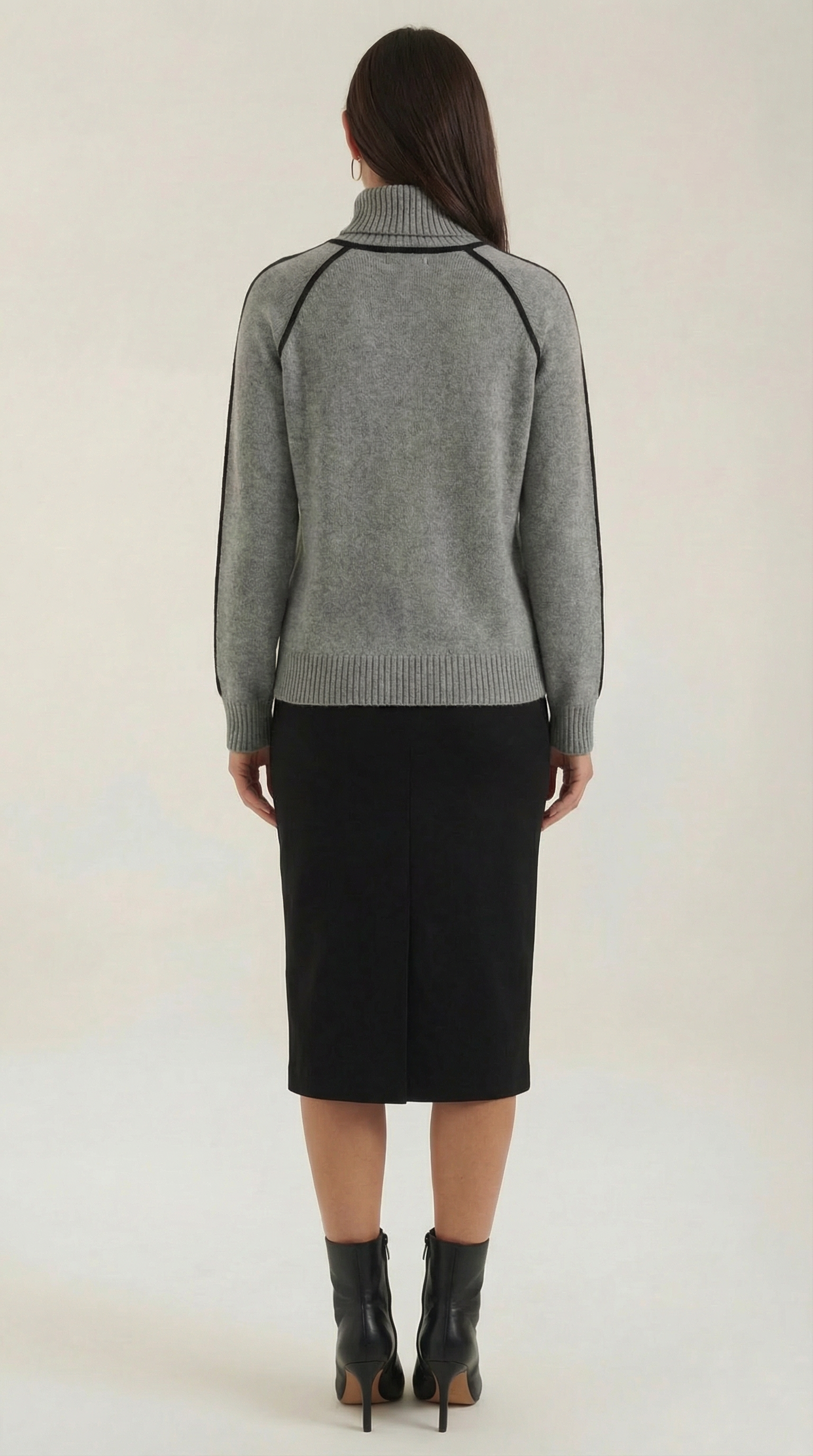 High-neck sweater with contrast detailing