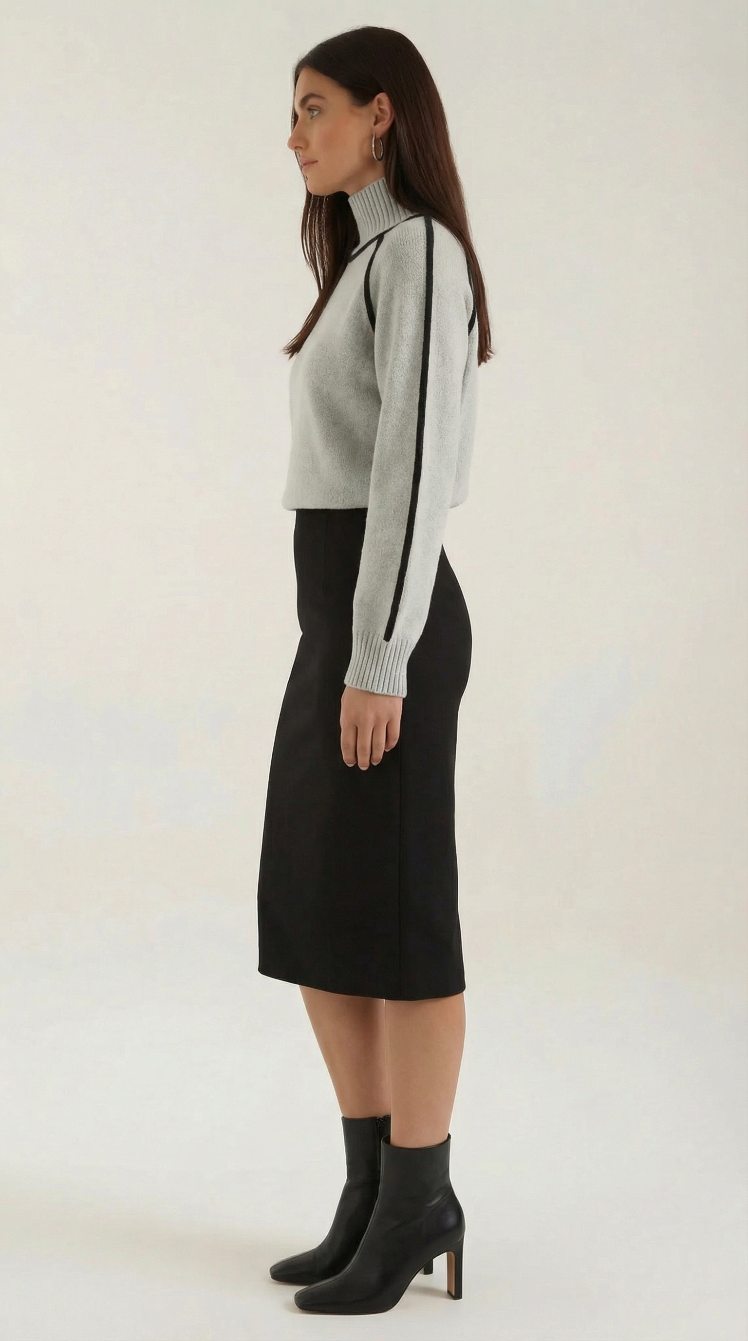 High-neck sweater with contrast detailing