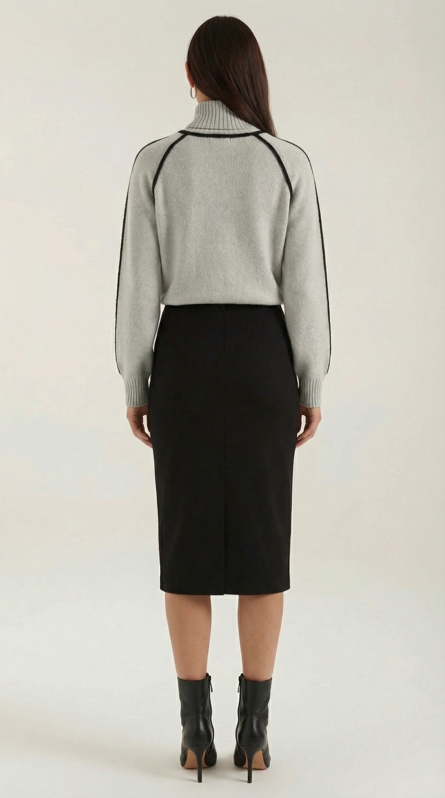 High-neck sweater with contrast detailing