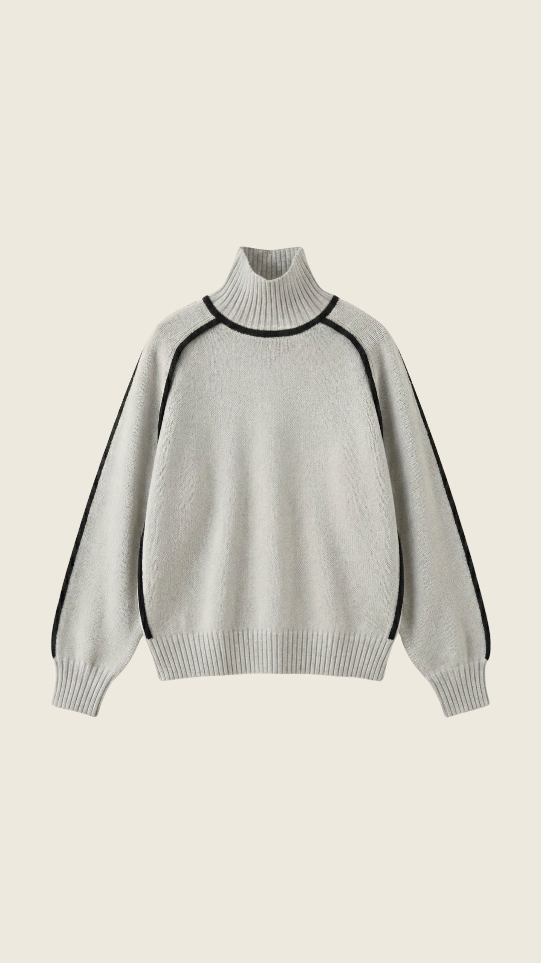 High-neck sweater with contrast detailing