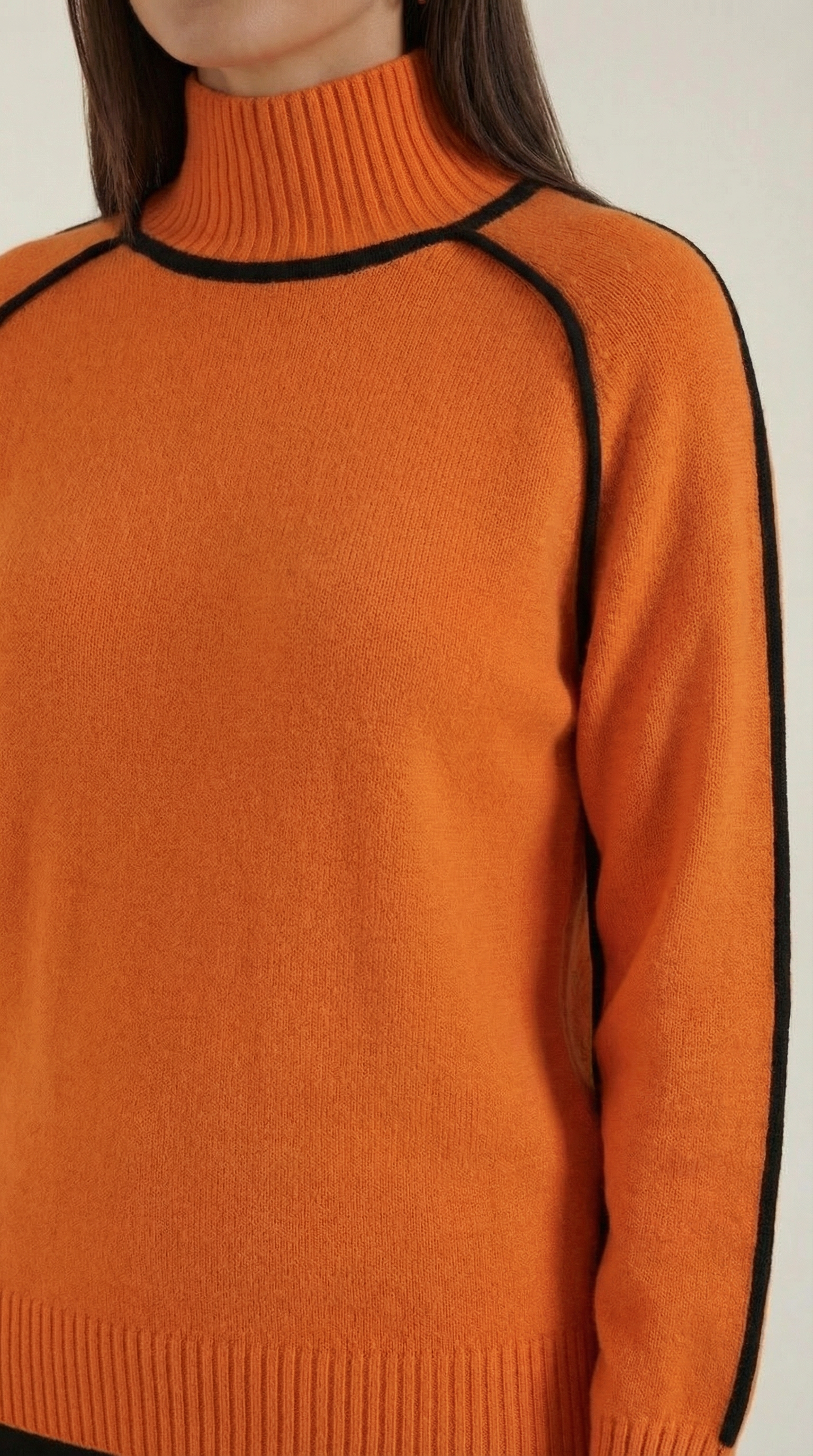 High-neck sweater with contrast detailing