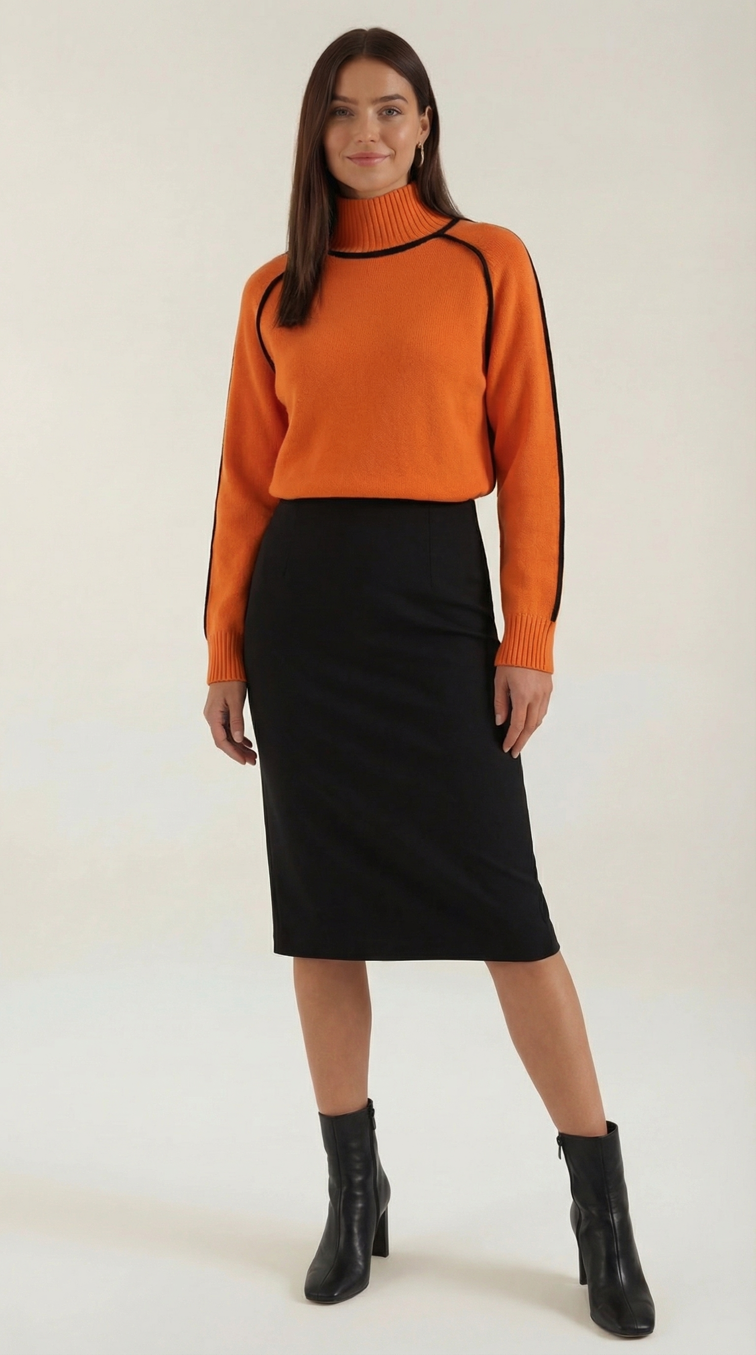 High-neck sweater with contrast detailing