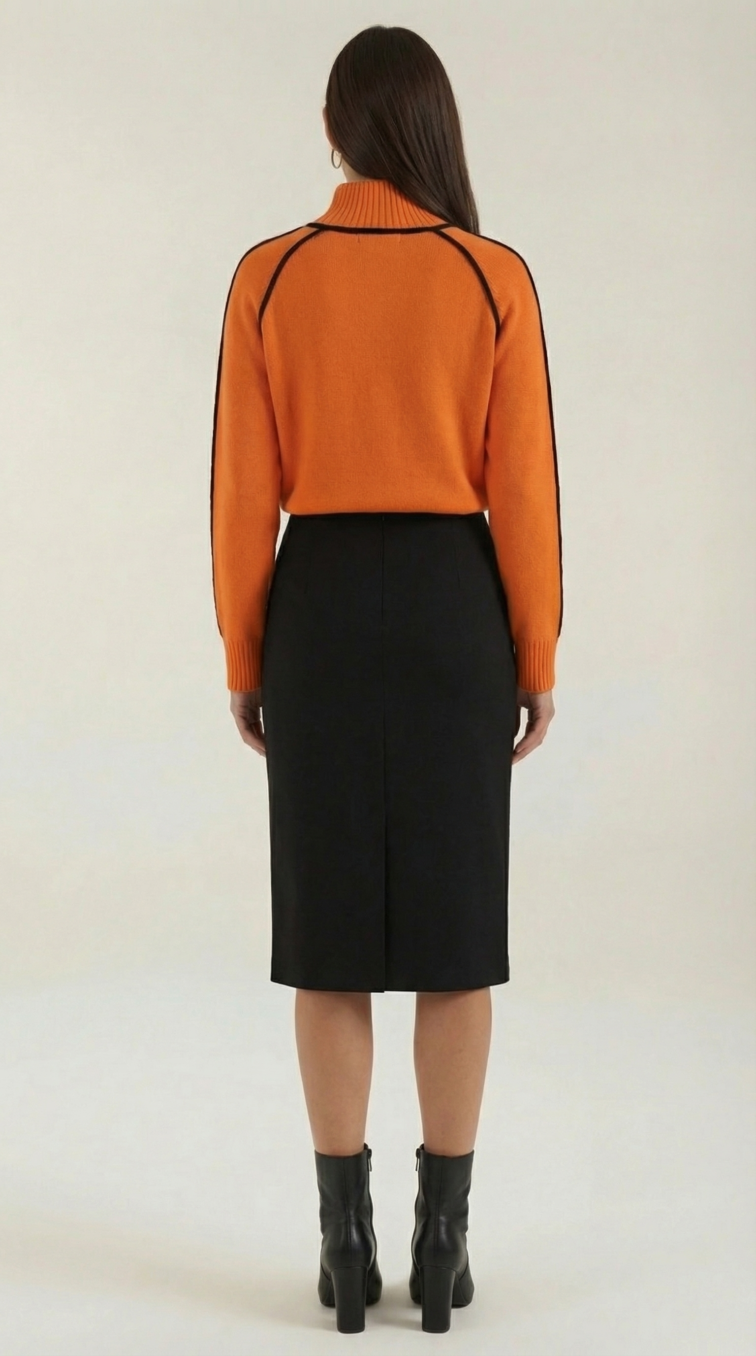 High-neck sweater with contrast detailing
